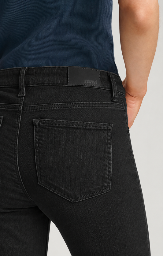 Jeans noir coton - taille haute en coton extensible