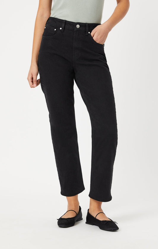 Jeans droit noir en coton. Vu de face