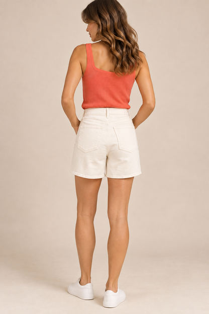 Aldo Ecru - Short taille haute en coton