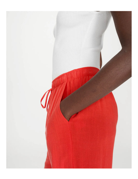 Dubourg Orange - Pantalon large fluide en lin