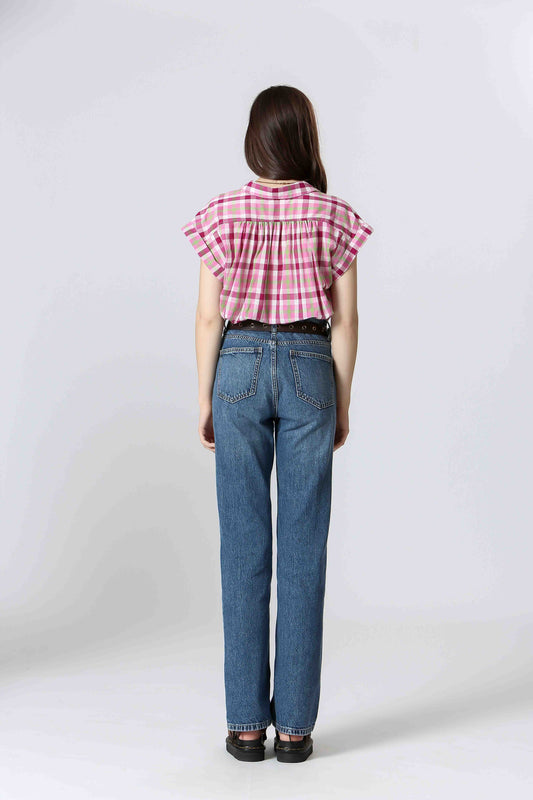 Dana Rose - Chemise en coton manches courtes coupe décontractée