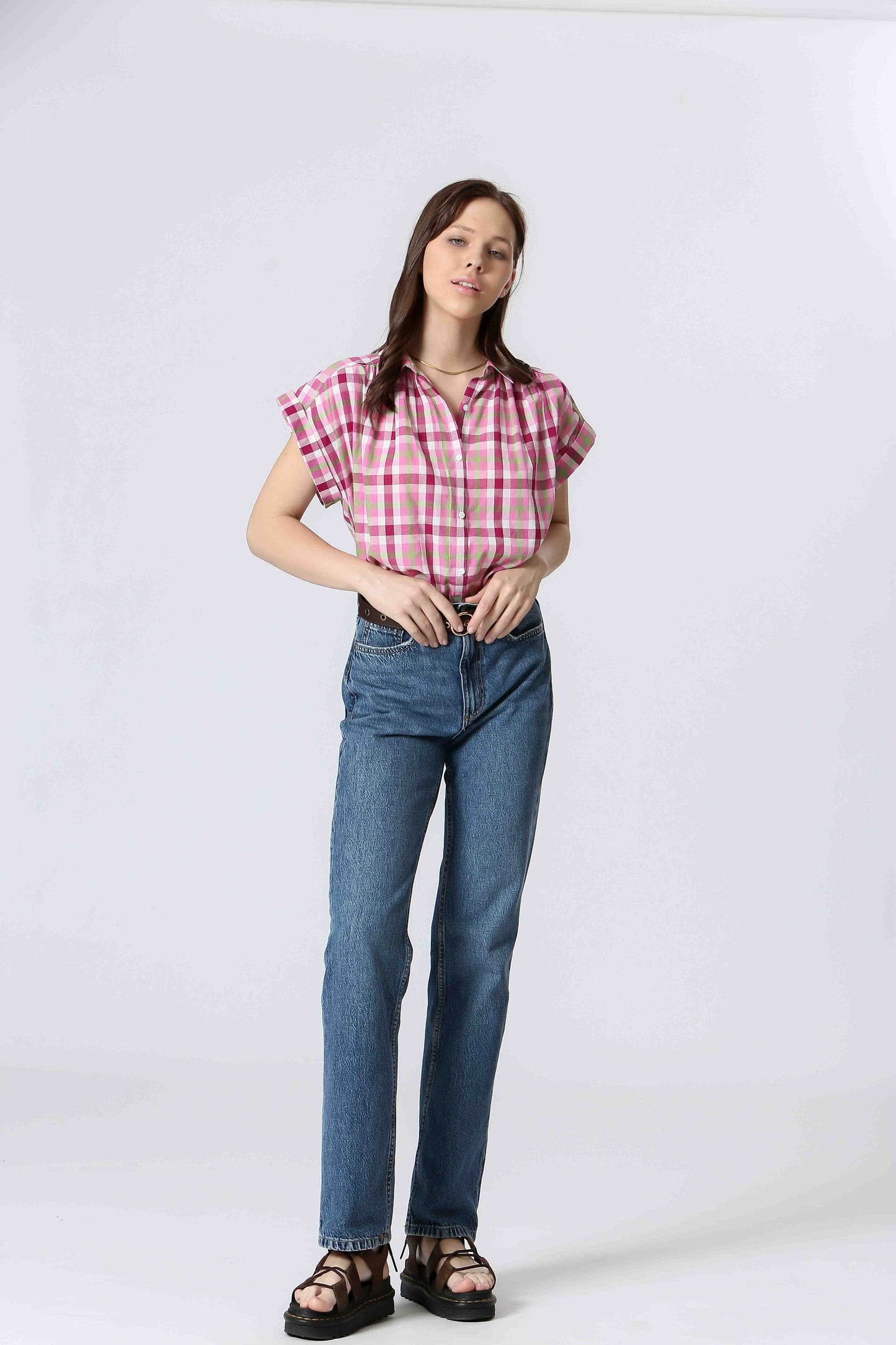 Dana Rose - Chemise en coton manches courtes coupe décontractée