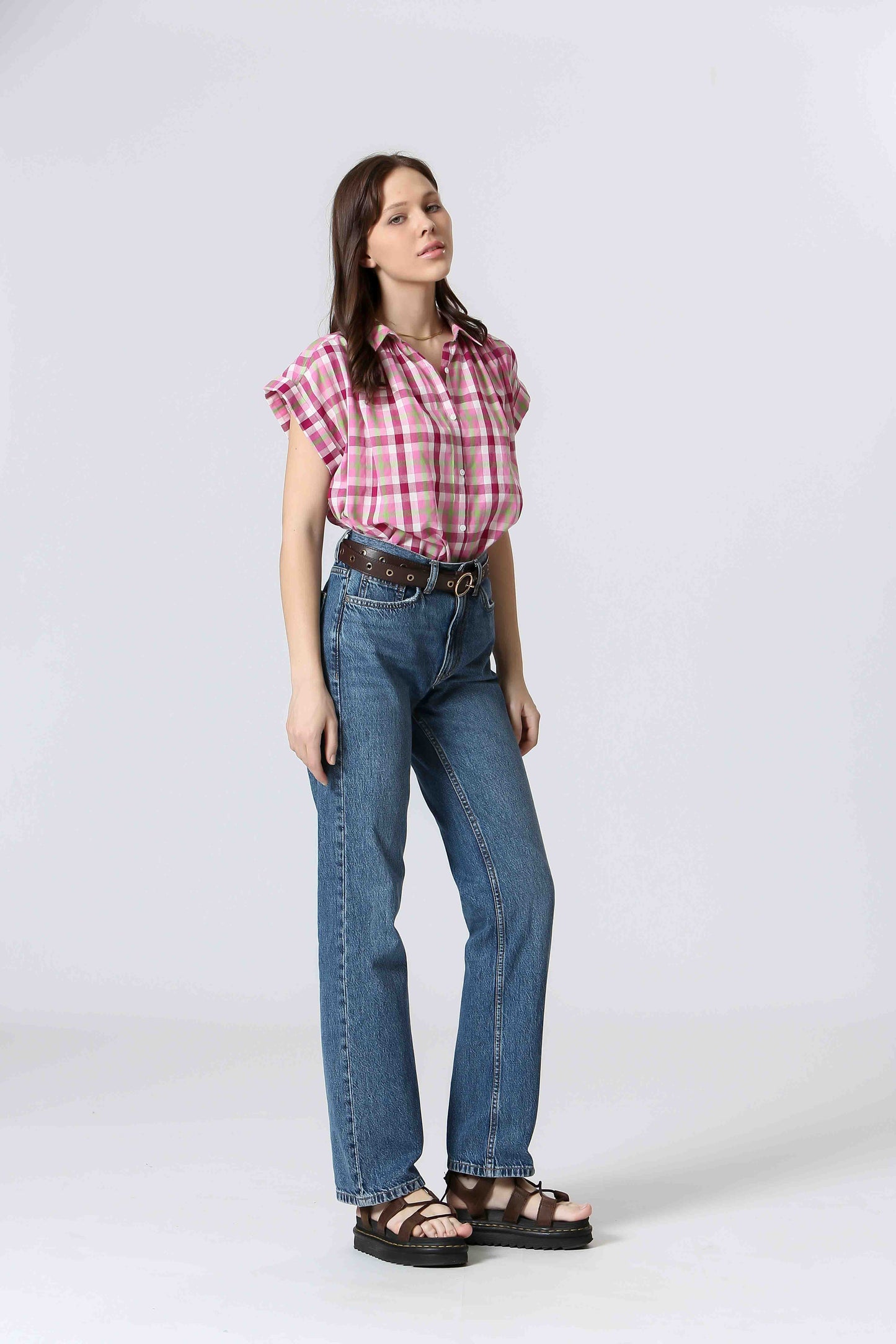 Dana Rose - Chemise en coton manches courtes coupe décontractée