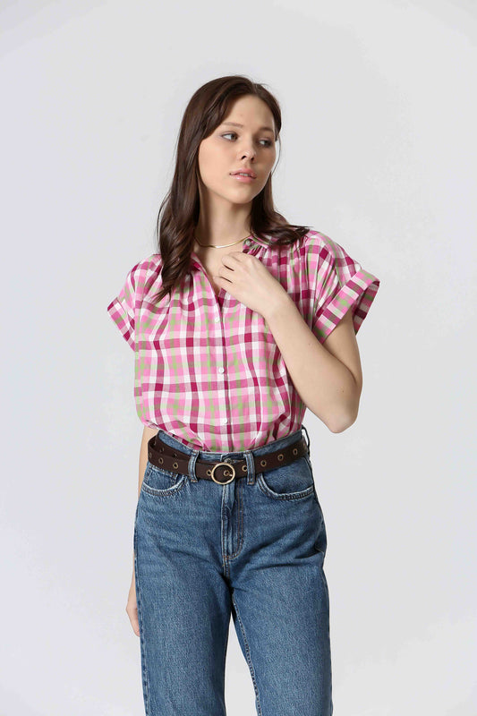 Dana Rose - Chemise en coton manches courtes coupe décontractée
