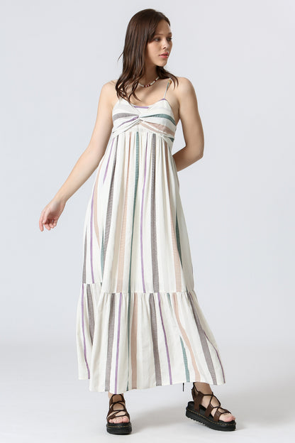 Léonie Beige - Robe bohème longue coton