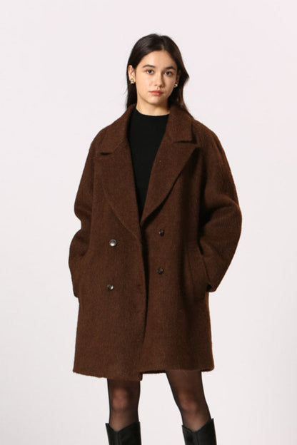 Elisa Brun - Manteau long chic double boutonnage