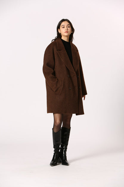 Elisa Brun - Manteau long chic double boutonnage