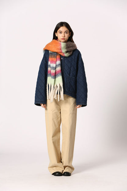 Edna Orange - Longue écharpe à franges chaude et douce