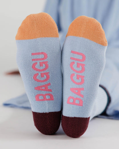 Ribbed Light Blue Mix Chaussette