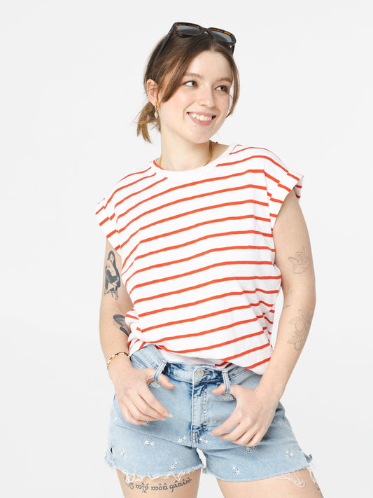 Lisbonne Ligné Rouge T-shirt décontractée en Coton