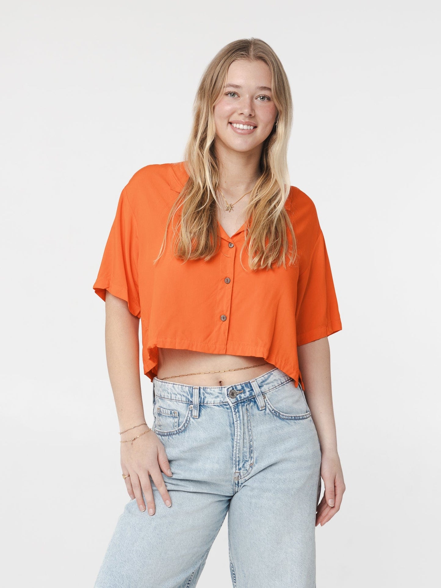 Pivoine Orange Chemise courte ample