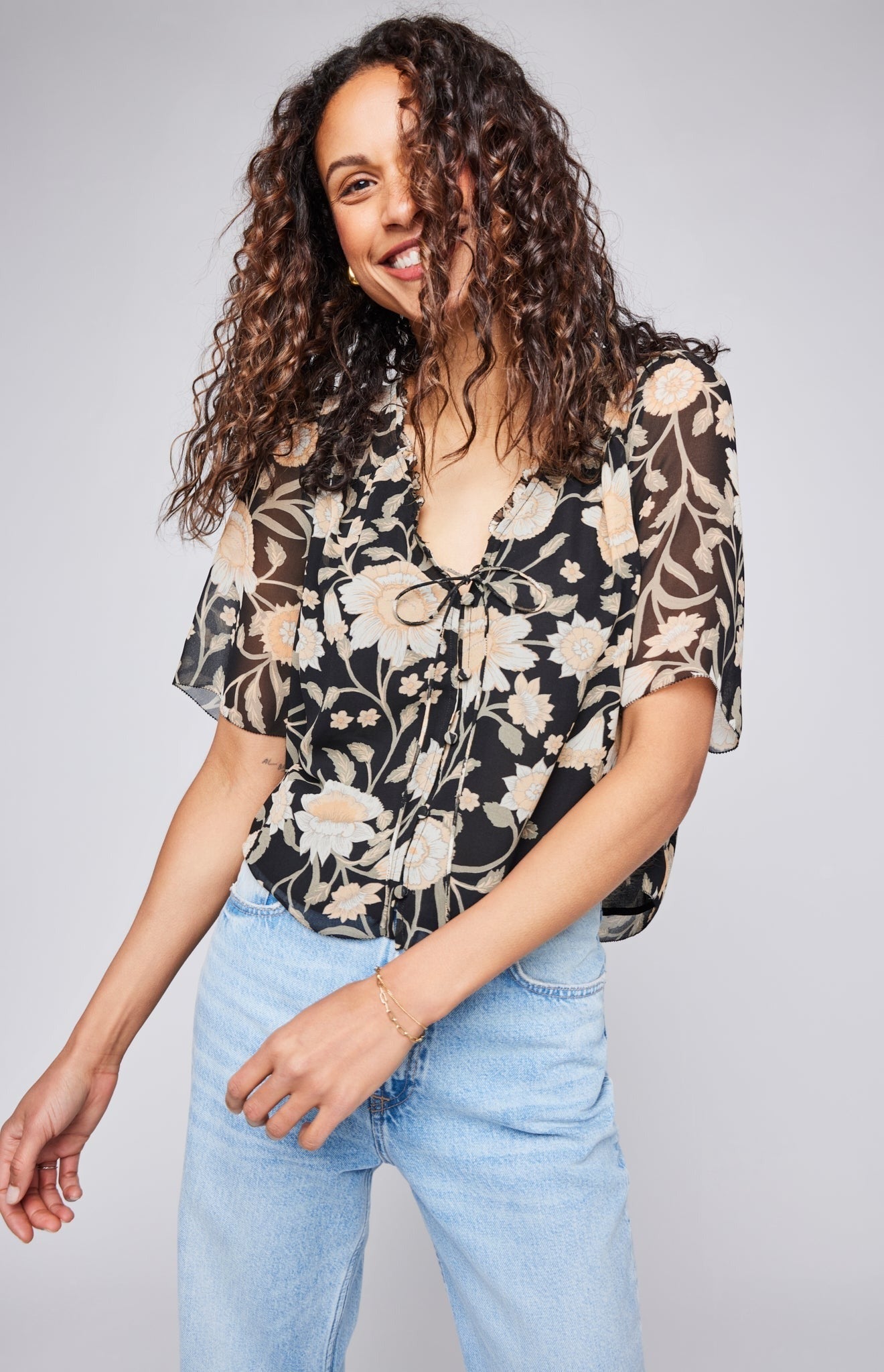 Alexandra Fleur Noir Blouse