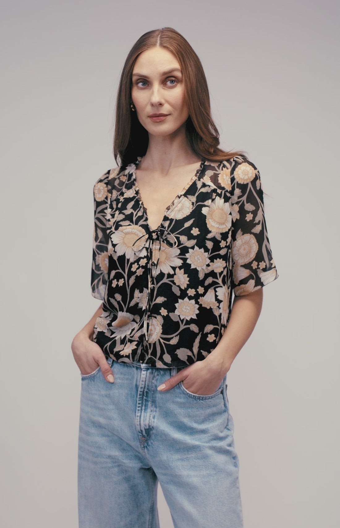 Alexandra Fleur Noir Blouse