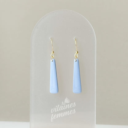 Boucles en argile bleu ciel, longues et élégantes, plaqué or 24K