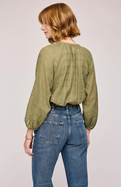 Atlas Matcha Haut Manches Longues Broderies Délicates