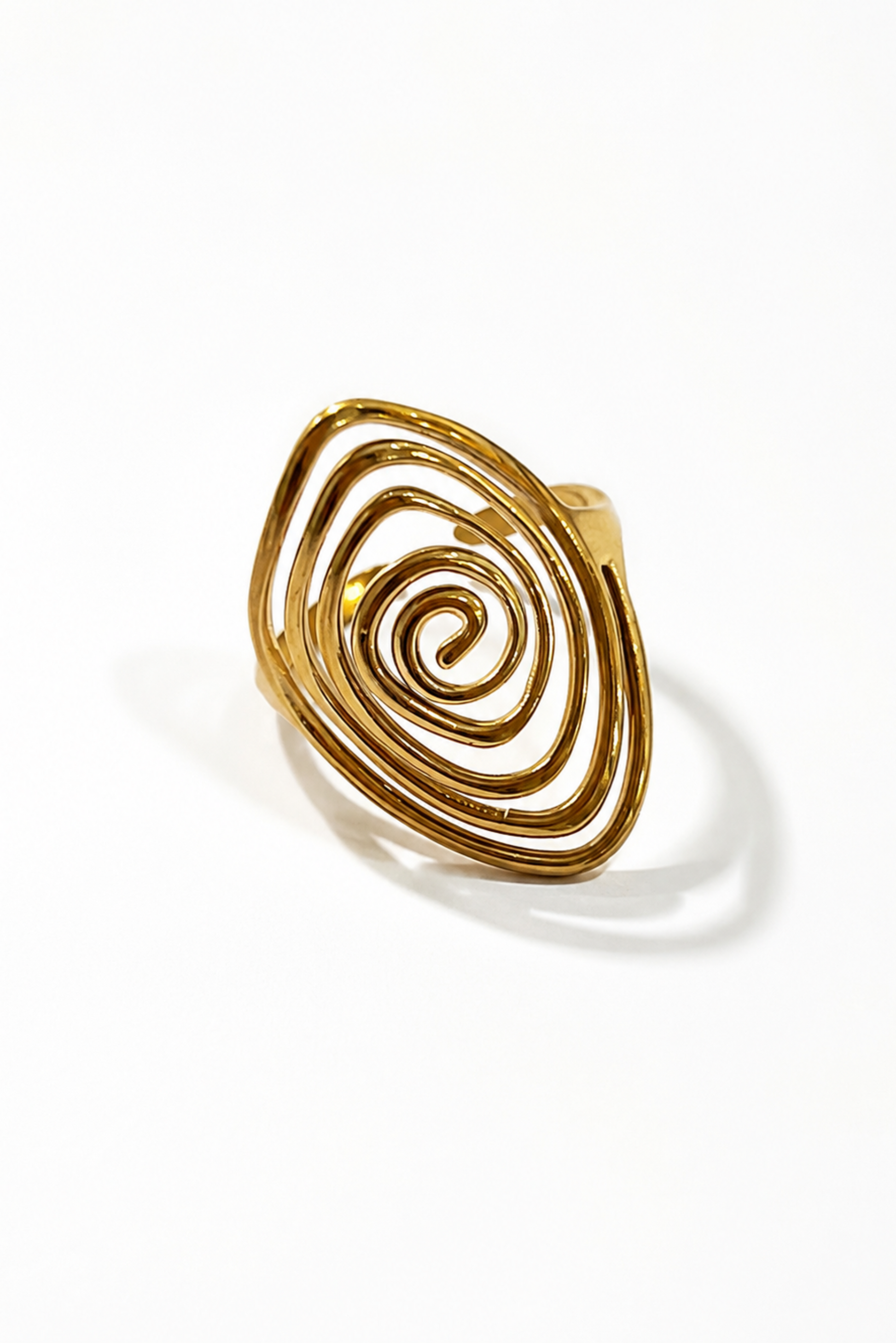 Bague spirale dorée en acier inoxydable plaqué or finition brillante