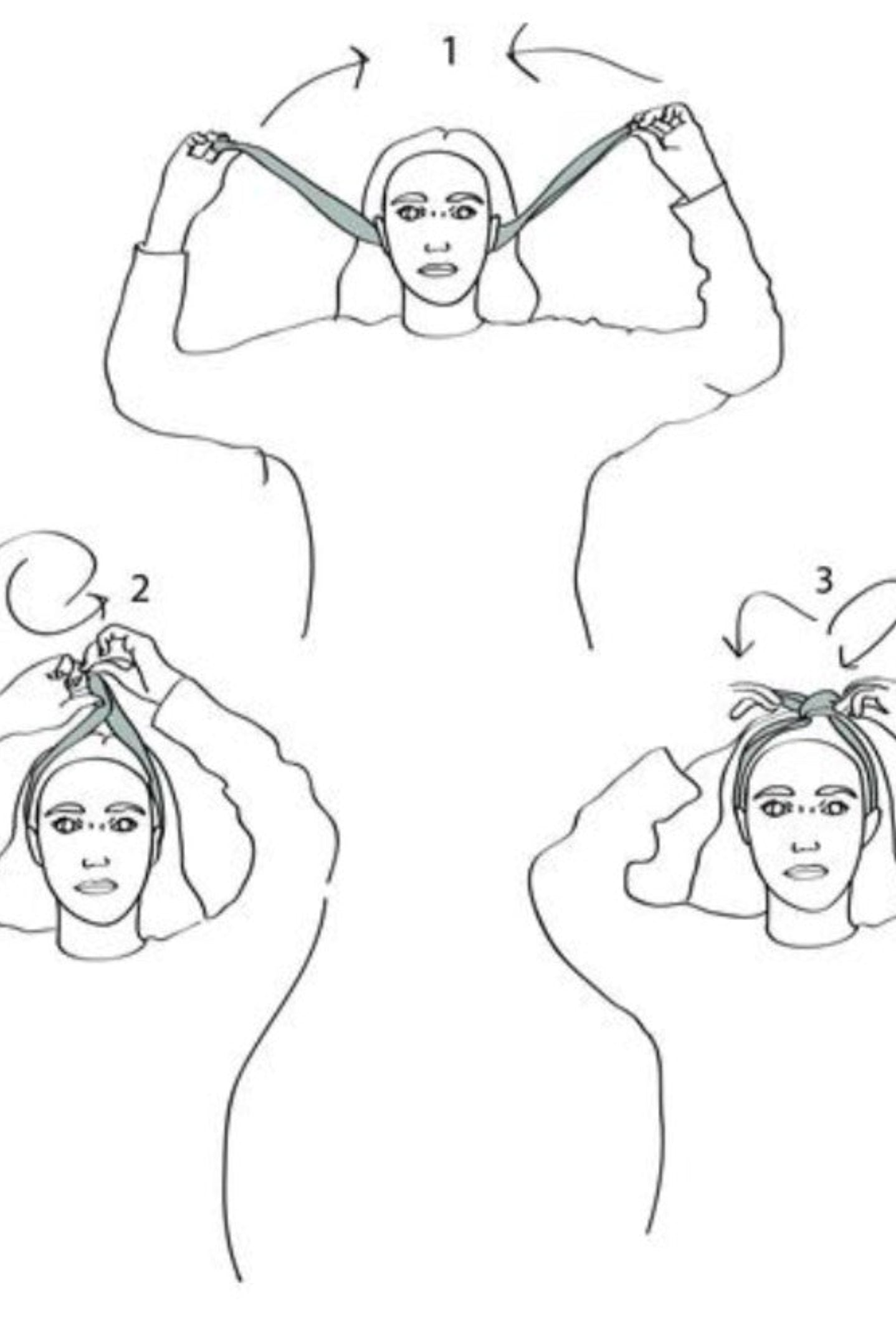 Illustration pour nouer un bandeau torsadé en coton