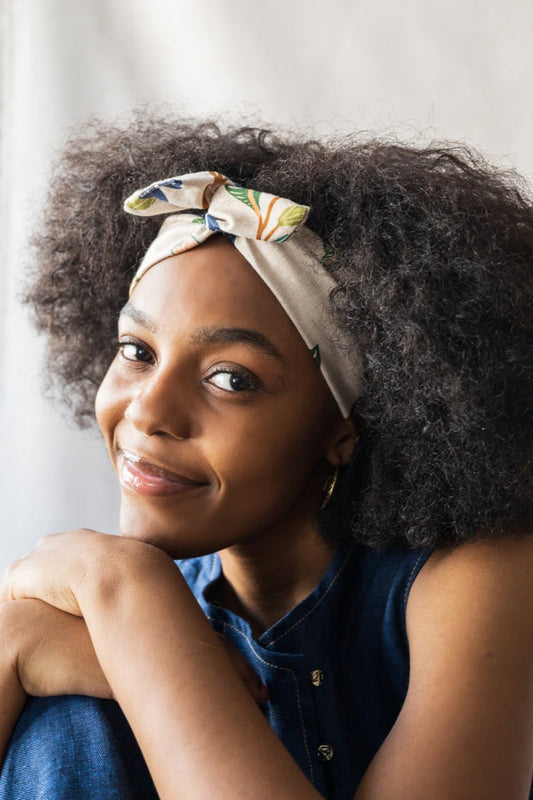 bandeau-coton-modele-porte – Bandeau torsadé porté sur cheveux naturels