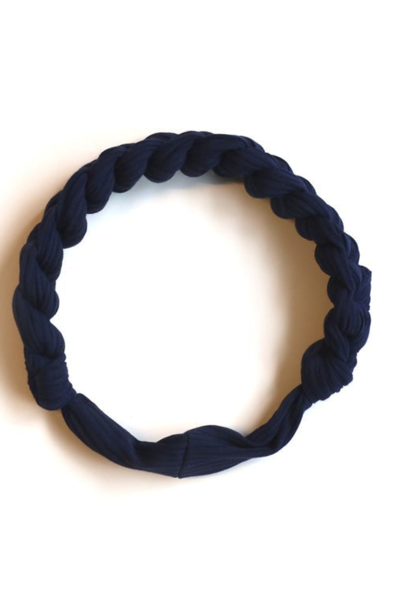 Bandeau tressé marine en rayonne de bambou certifiée Oeko-Tex