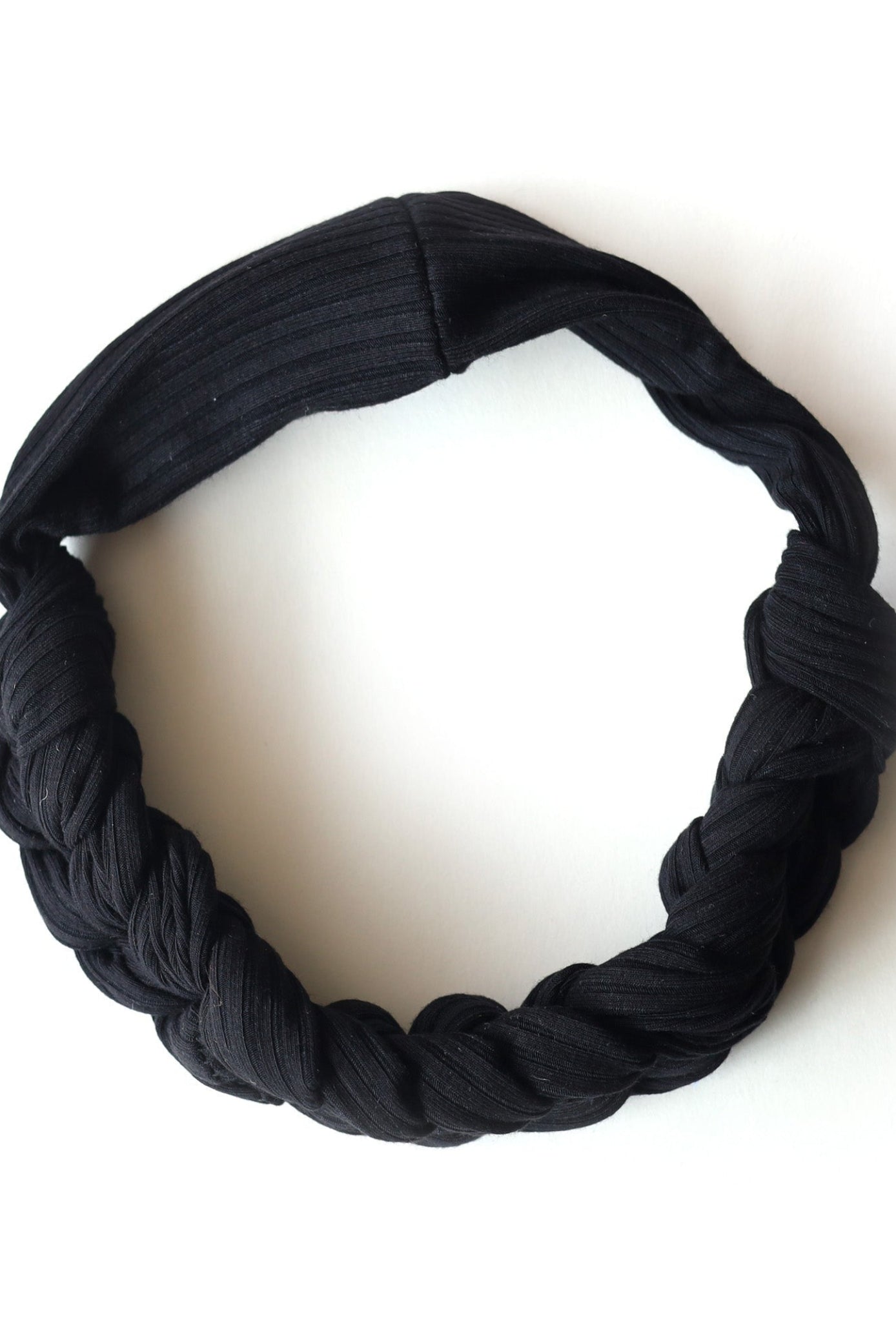 Bandeau tressé noir en rayonne de bambou certifiée Oeko-Tex