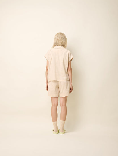 Matcha Ecru - Bermuda en coton avec ceinture