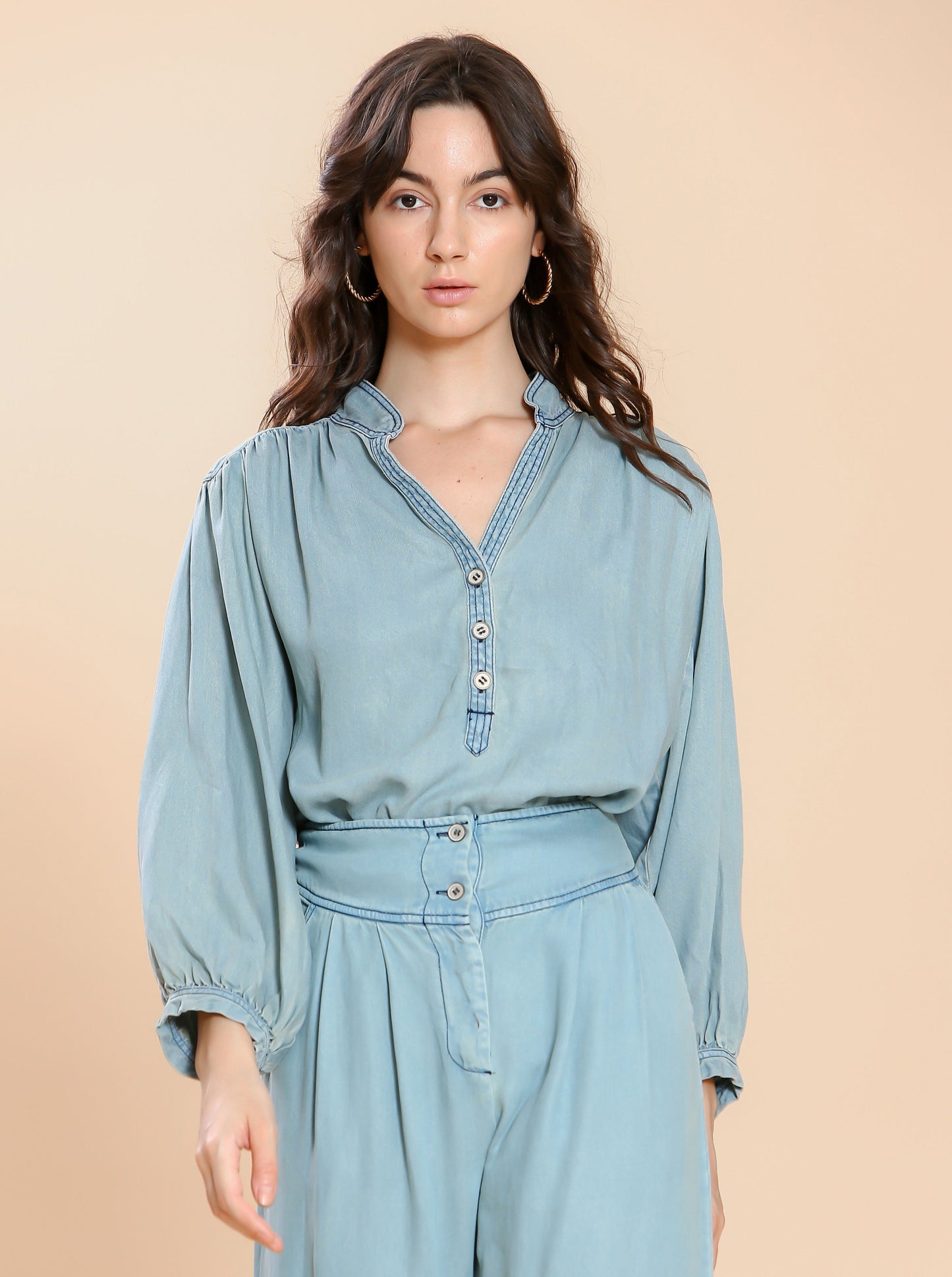 Amina Dusty Blue Blouse