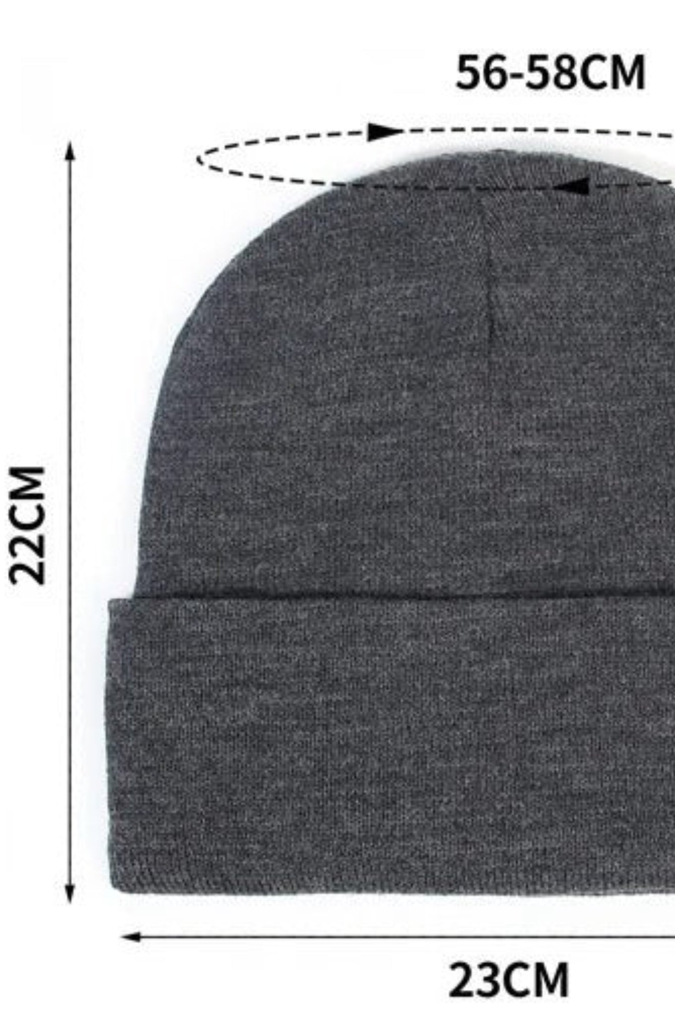 bonnet gris foncé doublé satin avec mesures