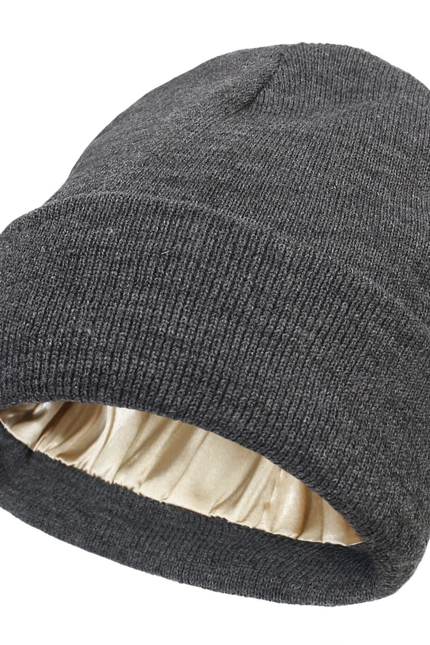 bonnet gris foncé doublé satin coupe souple hiver