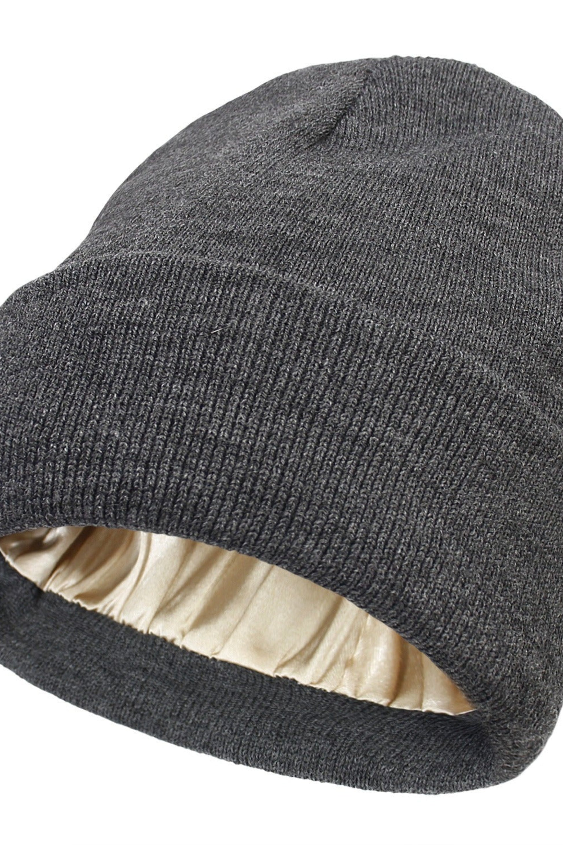 bonnet gris foncé doublé satin coupe souple hiver