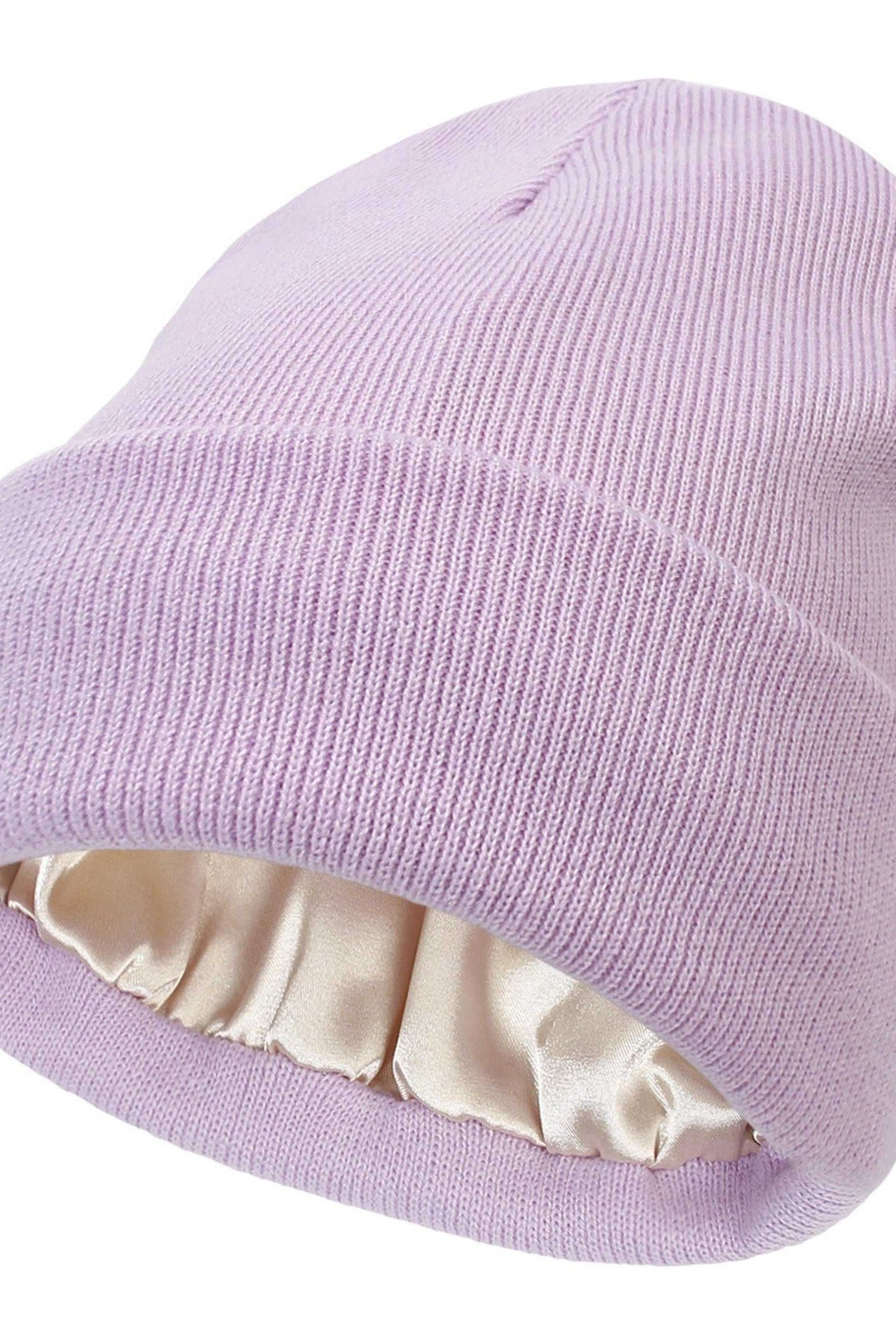 bonnet lilas doublé satin style hiver doux et confortable
