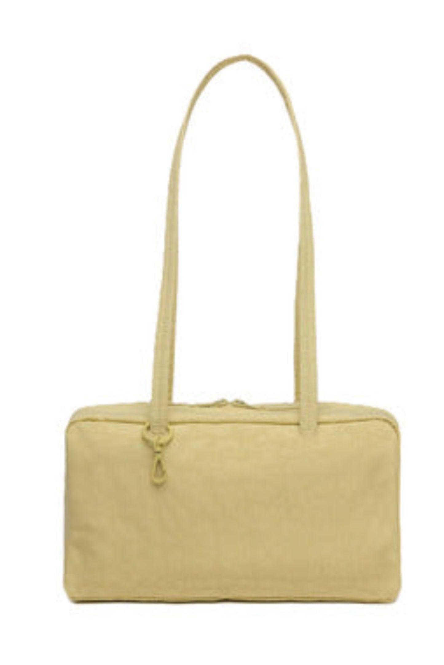 Sac Bowler Jaune présenté de face avec longues bandoulières et fermeture zippée.