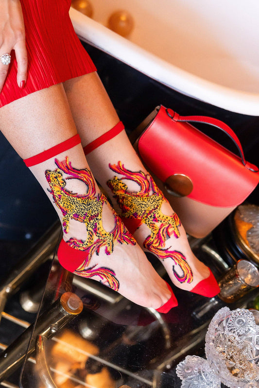 Flaming Cheetah - Chaussettes transparentes