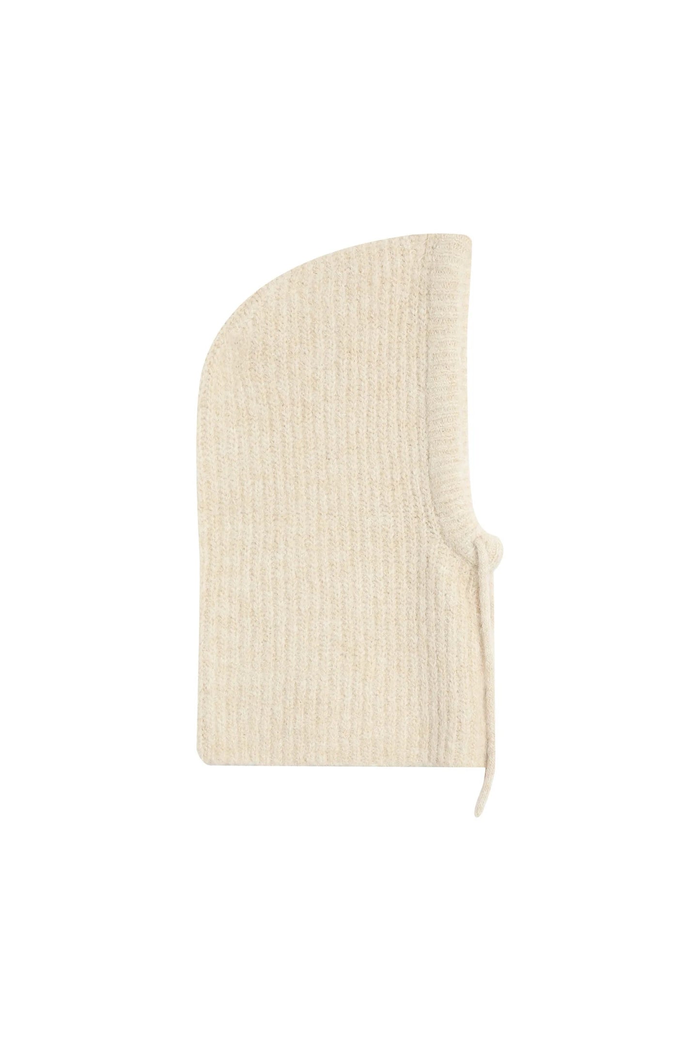 Capuche Roma crème en maille côtelée – vue de face, texture douce et chaude.