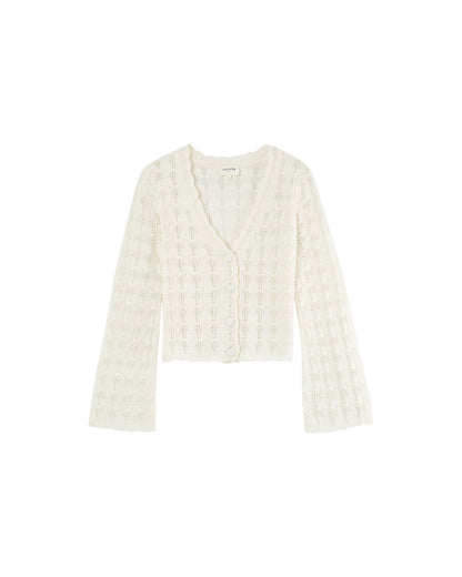 Maeva Ecru - Cardigan en crochet