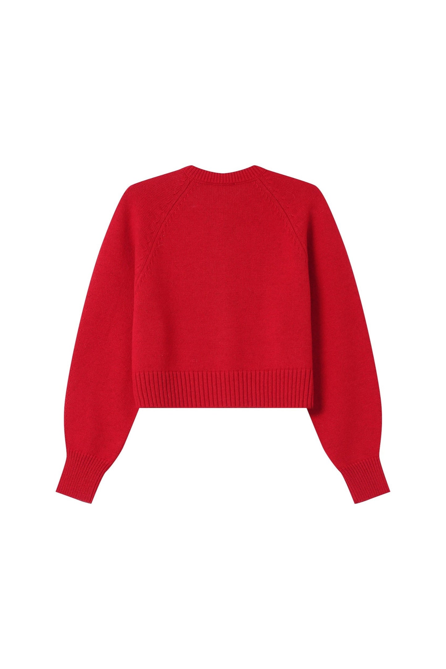 Vue arrière du cardigan Sanders rouge - maille douce et finitions côtelées