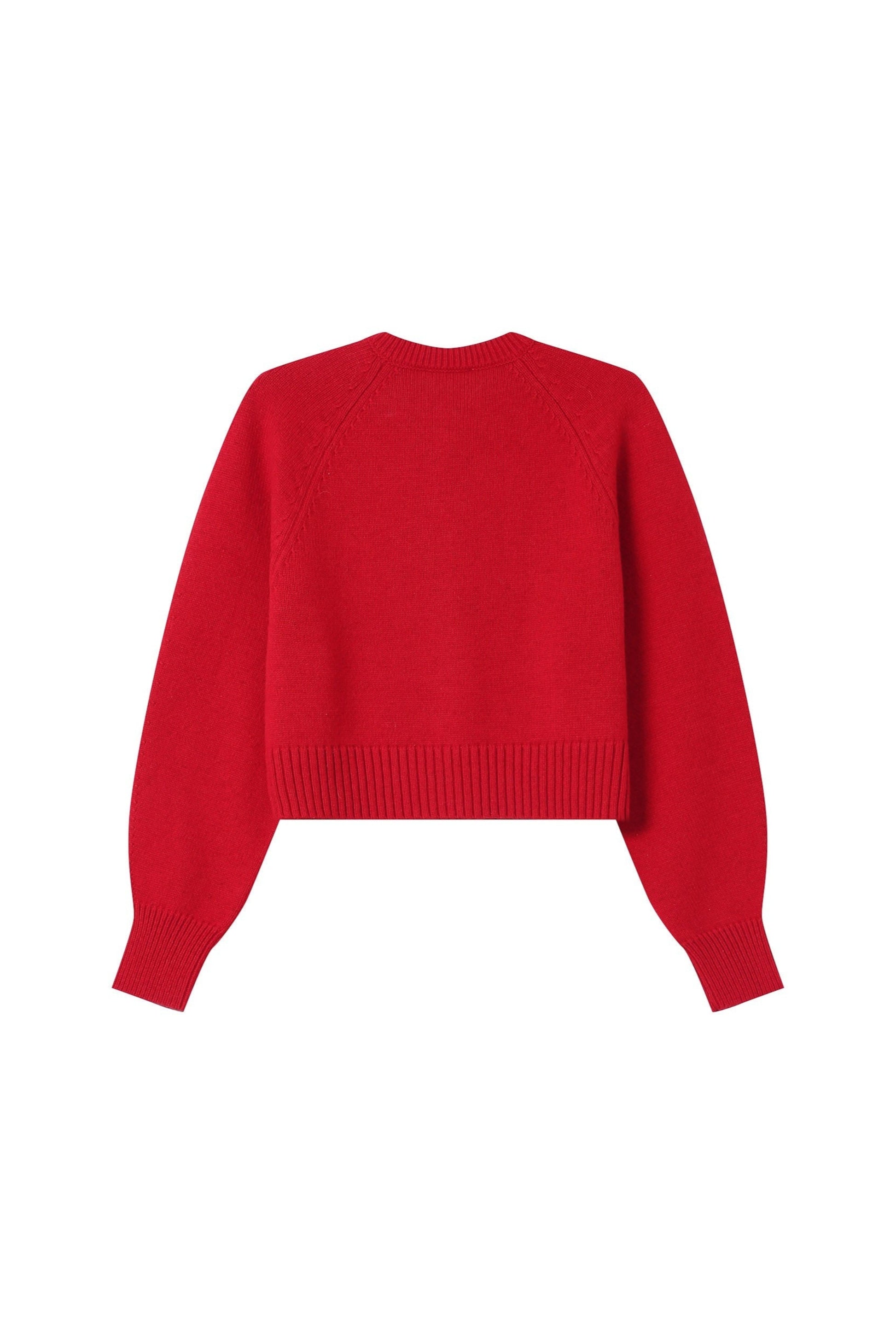 Vue arrière du cardigan Sanders rouge - maille douce et finitions côtelées