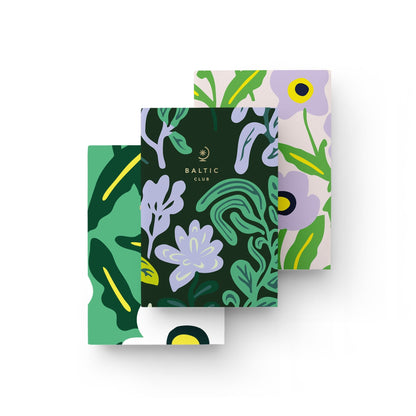 Trio de carnets de poche Esprits de la Forêt – couvertures vertes et lilas végétales