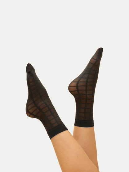Carreaux Noir Chaussettes Transparentes