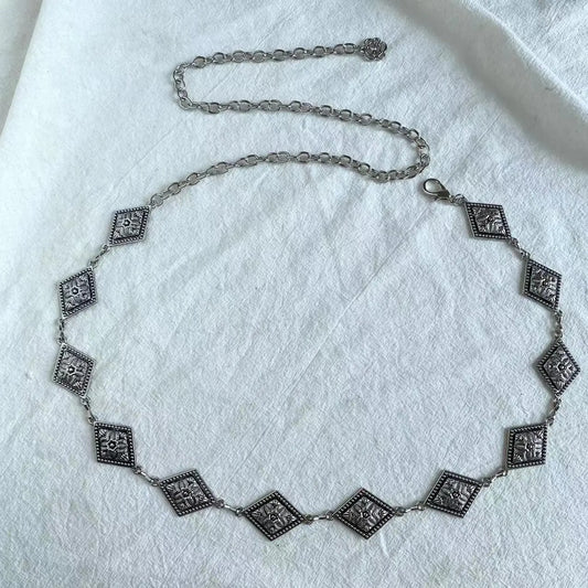 Ceinture Western argentée avec motifs géométriques bohème chic