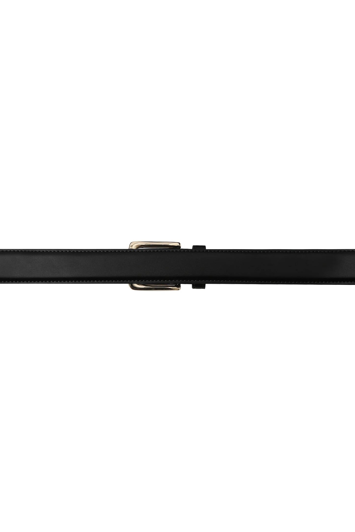 Ceinture noire vue de dos avec boucle métal argenté