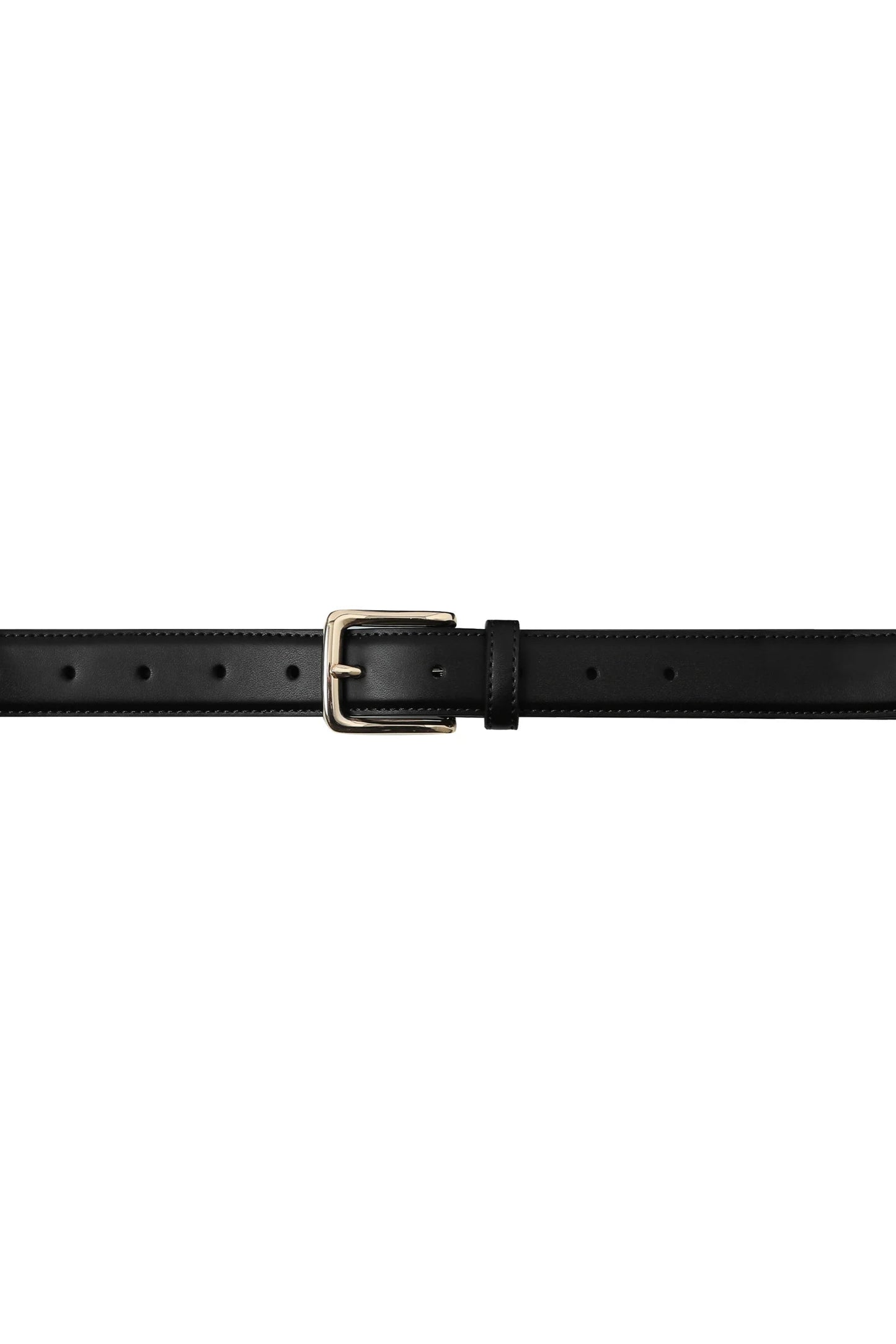 Ceinture noire vue de face avec boucle métal argenté