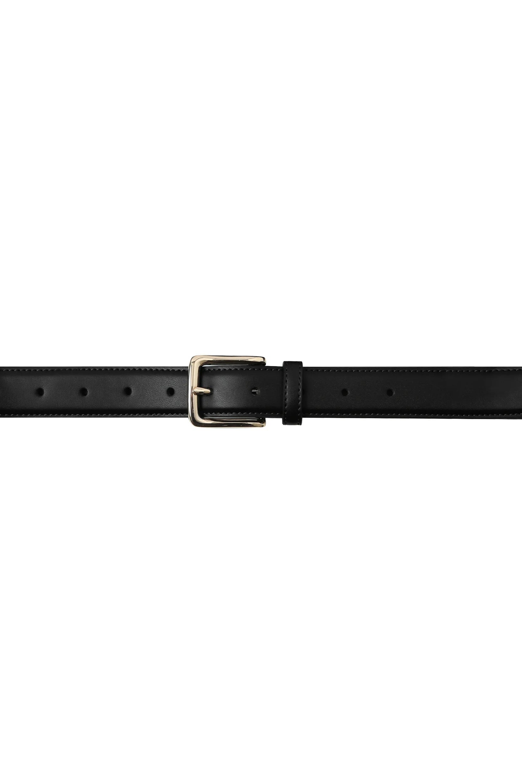Ceinture noire vue de face avec boucle métal argenté