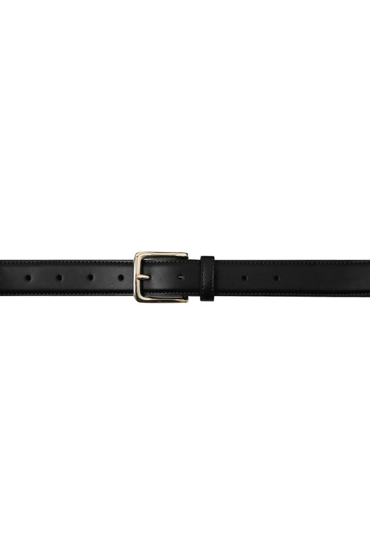 Ceinture noire vue de face avec boucle métal argenté