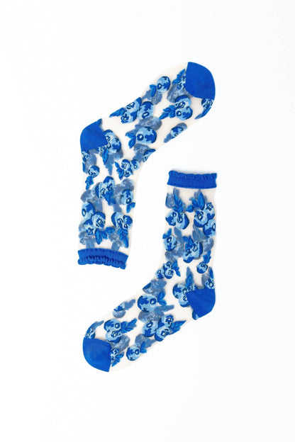 Paire de chaussettes transparentes Blueberry Ruffle à motif myrtilles