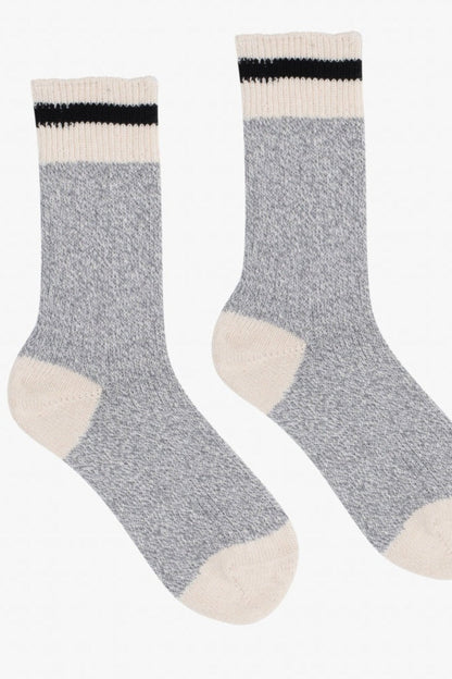 Chaussettes Héritage gris chiné avec rayure noire au revers
