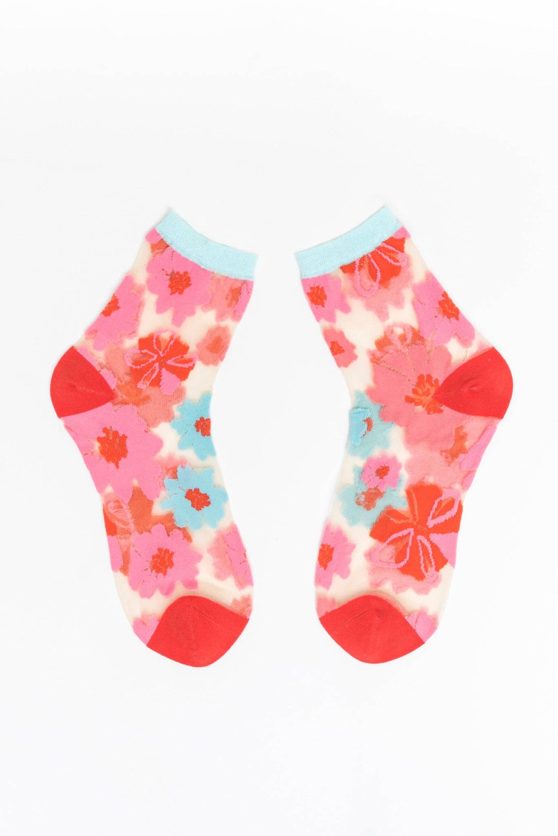 Paire de chaussettes transparentes à roses en ruban vue produit