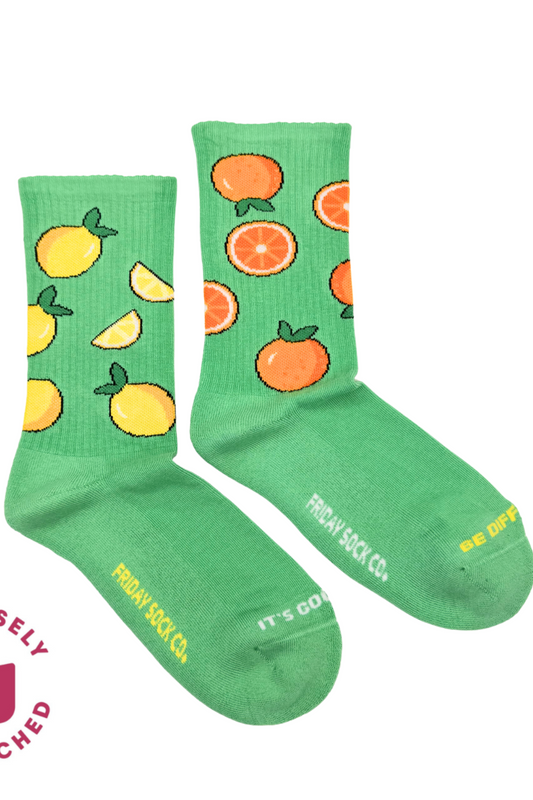 Chaussettes depareillees avec motifs citron et orange vue produit