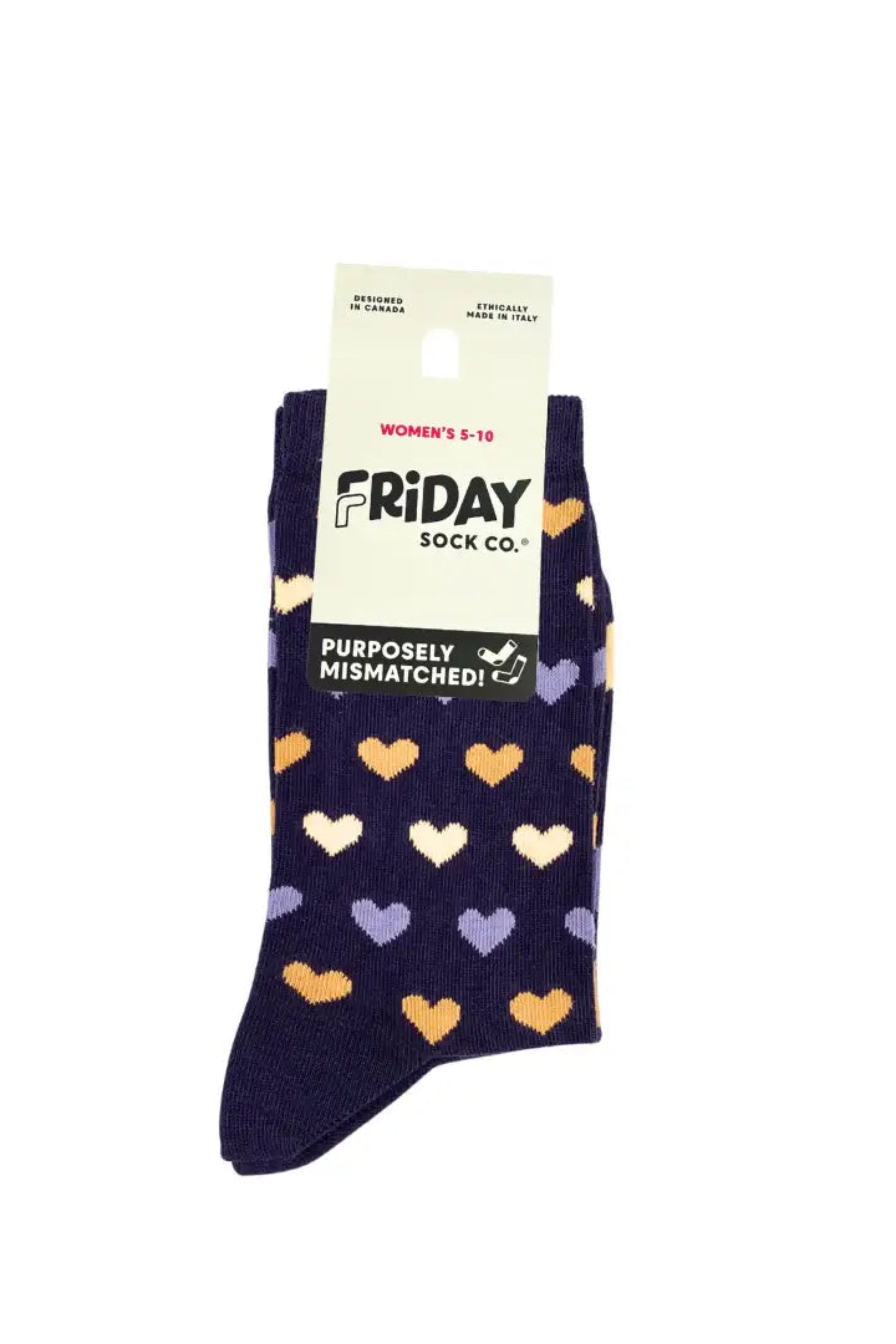 Chaussettes a motifs coeurs avec emballage produit et presentation