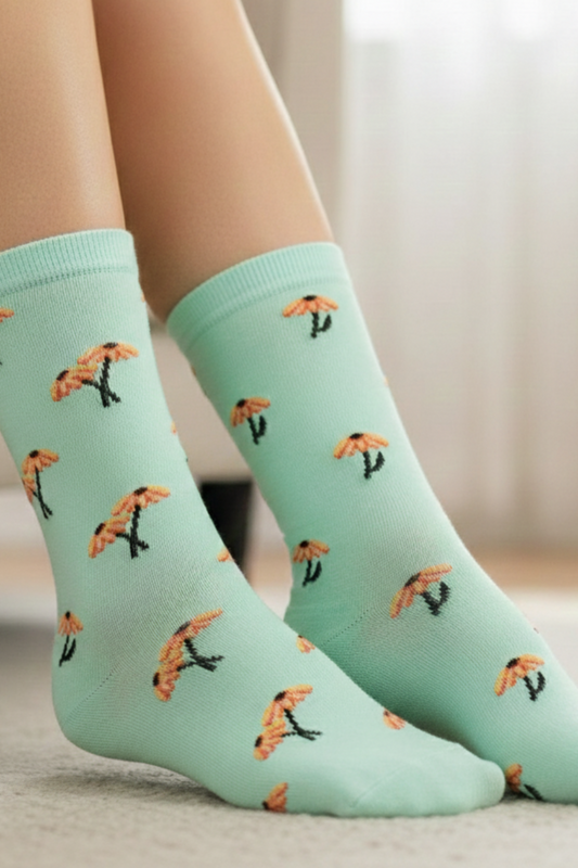  Chaussettes florales portées à la maison pour un look confortable