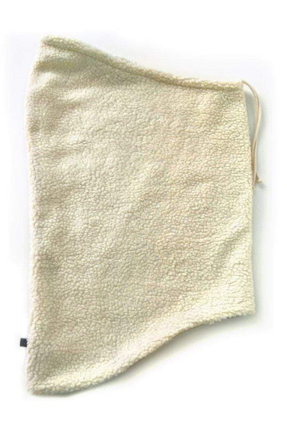 Col capuche réversible beige en sherpa vu à plat